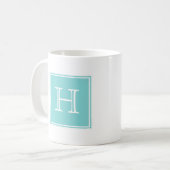 Mok Turquoise Square Monogram (Voorkant links)