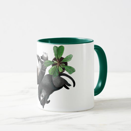 Mok | Twee katten liggen bij een plant (Voorkant rechts)