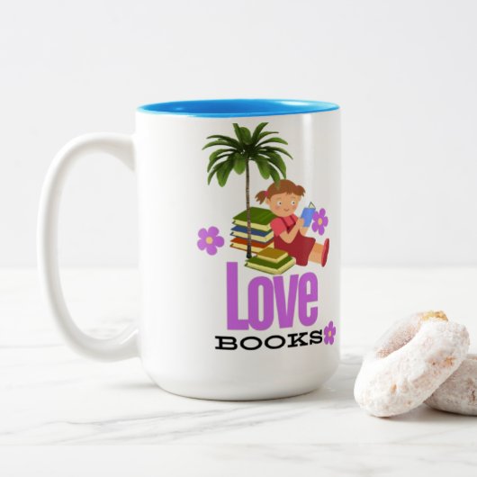 Mok Twee-Tone Mok Liefde boeken (Met donut)