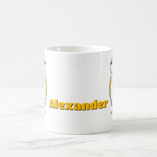 Mok - Uilen met gele vleugels en naam (Center)