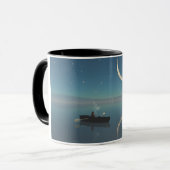 mok van 14 oz met "Vreedzaam" beeld (Voorkant links)