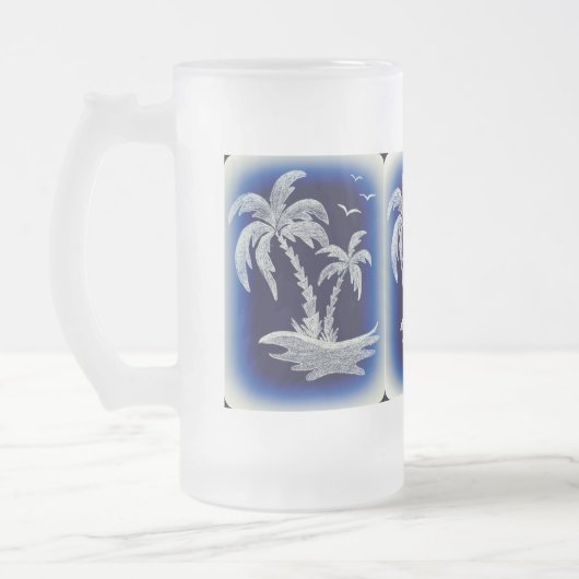 Mok van 16 oz glas met palmbomen, bevroren (Links)