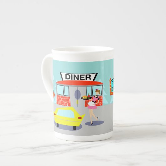 Mok van 1950's Diner Bone China (Links)
