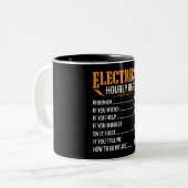 Mok van 2-toon-koffie met een elektricien-uurtarie (Voorkant links)
