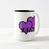 Mok van afgedankte koffie met Paarse harten (Voorkant rechts)