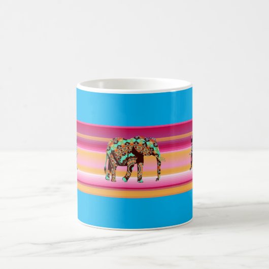 Mok van Afrikaanse kleurrijke olifanten Stripe (Center)