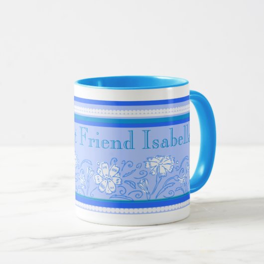 Mok van anjerbloem blauw beste vriend (Voorkant rechts)