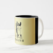 Mok van  artistiek goud/zwarte paarden (Voorkant rechts)