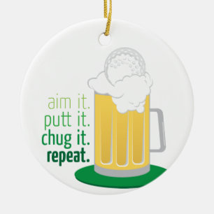 Mok van bier en Golf Keramisch Ornament