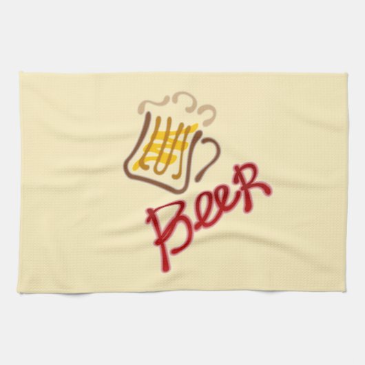 Mok van bier en keukenhanddoek voor schuim (Horizontaal)