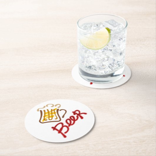 Mok van bier en schuimpapier, rond onderzetter (Insitu)