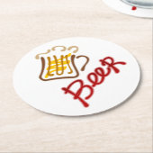 Mok van bier en schuimpapier, rond onderzetter (Gebogen)