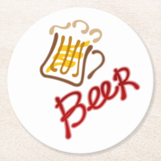 Mok van bier en schuimpapier, rond onderzetter (Voorkant)