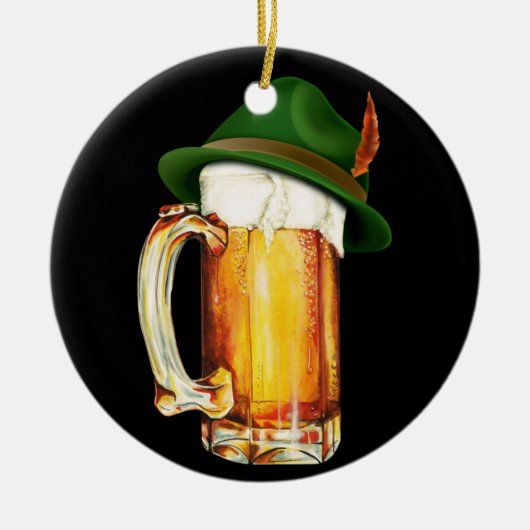 Mok van bier met Duits Pet Oktoberfest Keramisch Ornament (Voorkant)