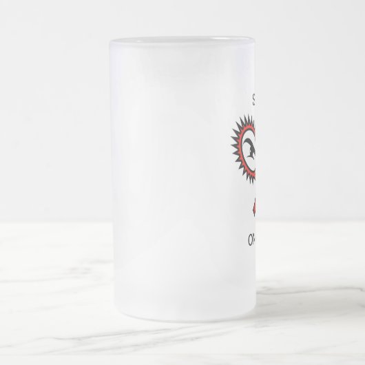 Mok van bier met een grappige, grappige tennisslog (Center)