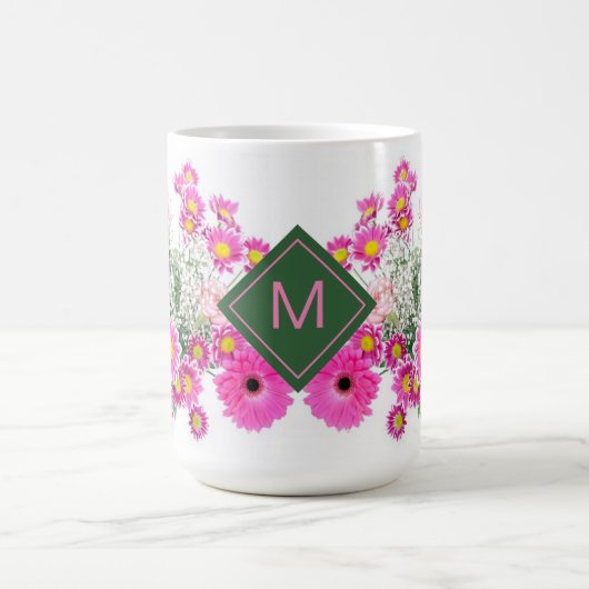 Mok van Bright Floral Monogrammed Coffee (Center)