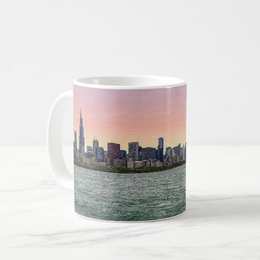 Mok van Chicago Skyline Painterly Coffee (Voorkant links)