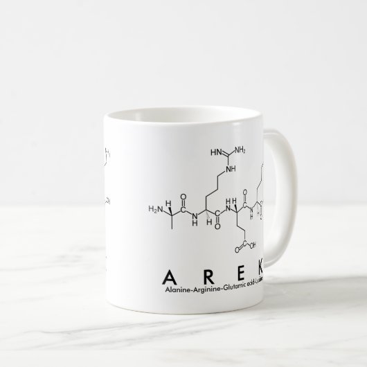 Mok van de benaming Arek peptide (Voorkant rechts)