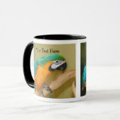 Mok van de "Blue Gold Macaw Parrot Animal" (Voorkant links)