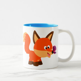 Mok van de Cartoon fox en de vlinder