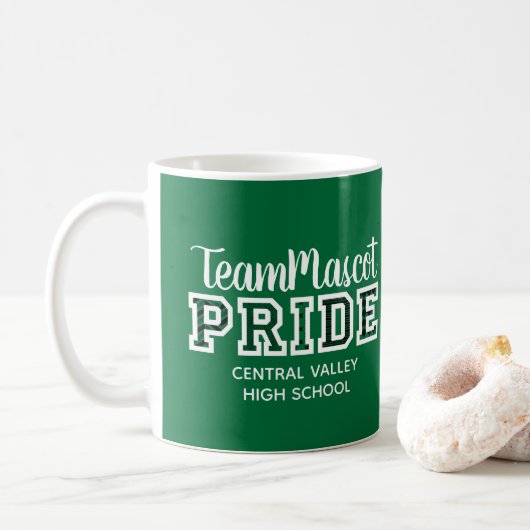 Mok van de groene school Pride Mascot Name Coffee (Met donut)
