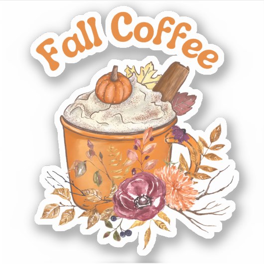 mok van de herfstkoffie in de herfst sticker (Voorkant)