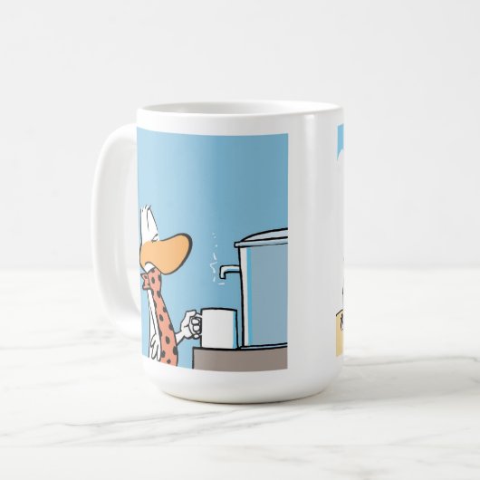 Mok van de Humor van de koffie-Cartoon (Voorkant links)
