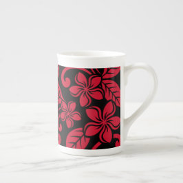 MOK VAN DE IJSLANDPLUMERIË (BLACK/RED) BONE CHINA