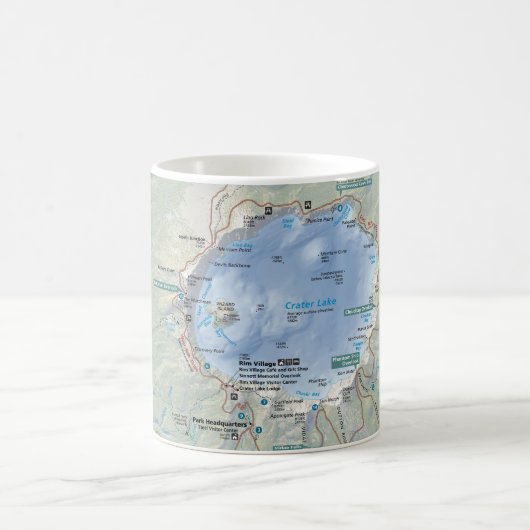 Mok van de kaart van het meer van het krater (Center)