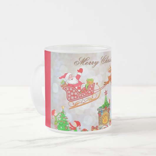 Mok van de kerstman en de rendierenkoffie van glas (Voorkant links)