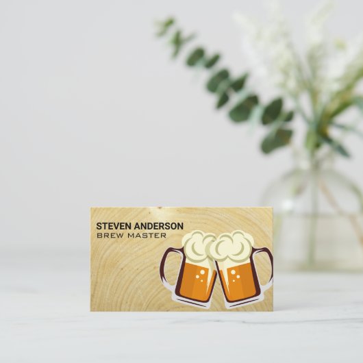 Mok van de Logo bier | Houtkorrels Visitekaartje (Staand voorkant)