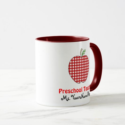 Mok van de preschoolleraar - Red Gingham Apple (Voorkant rechts)