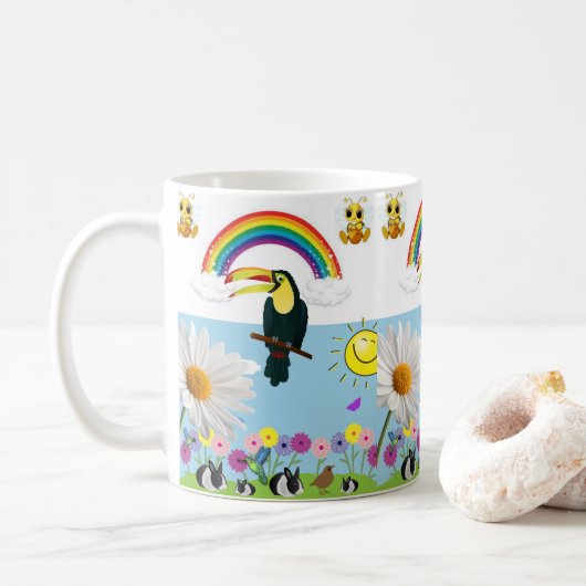 Mok van de regenboogkonijnen van Parrot (Met donut)