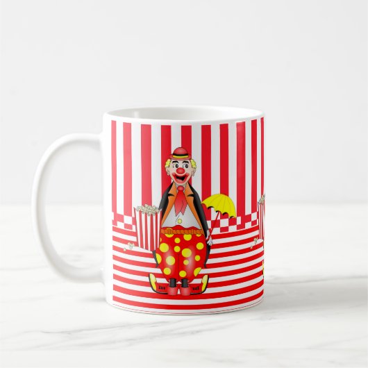 Mok van de rode streep met clown Popcorn (Links)