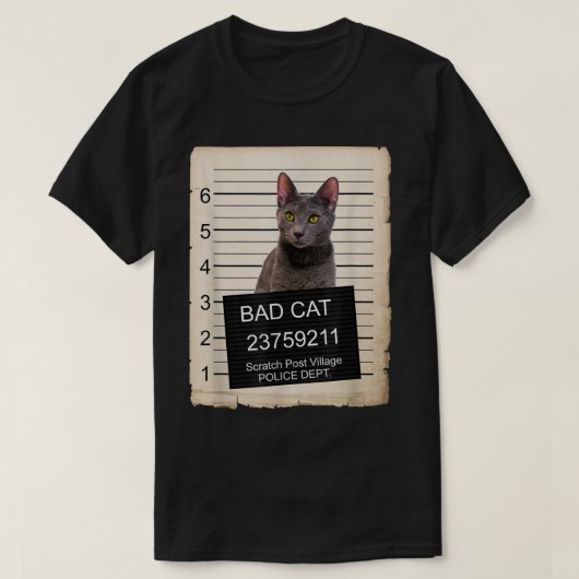 Mok van de Russische Blue Kitten heeft slechte kat T-shirt (Design voorkant)