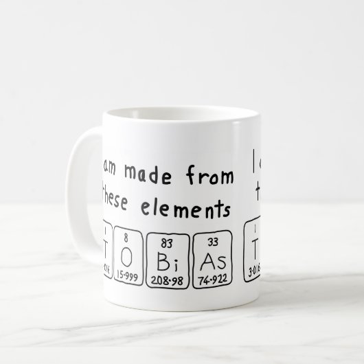 Mok van de Tobias periodieke handelsnaam (Voorkant links)