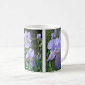 Mok van de verjaardag van de blauwe Mauve Irises v (Voorkant rechts)