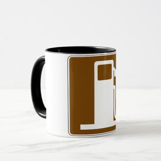 Mok van de verkeersborden voor benzine (Voorkant links)