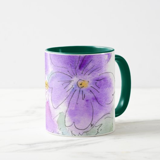 Mok van de Waterverf van  Paarse Geraniums (Voorkant rechts)