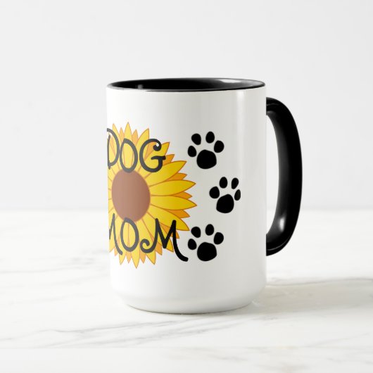 Mok van Dog Mam Zonnebloem Verf Drukt (Voorkant rechts)