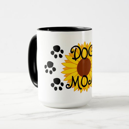 Mok van Dog Mam Zonnebloem Verf Drukt (Voorkant links)