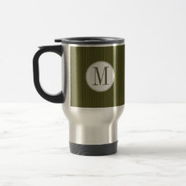 Mok van één enkel monogram olijven Pinstripe