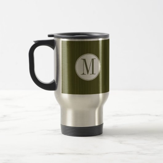 Mok van één enkel monogram olijven Pinstripe (Links)
