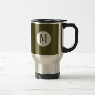 Mok van één enkel monogram olijven Pinstripe