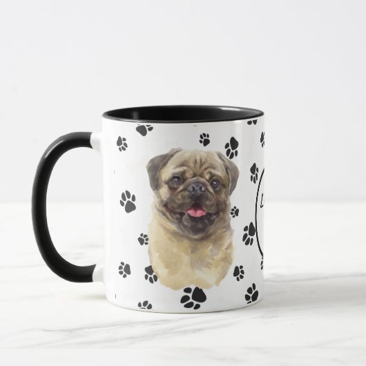Mok van Fawn Pug Dog Pawprint (Links)