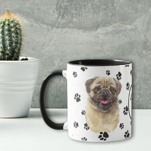Mok van Fawn Pug Dog Pawprint