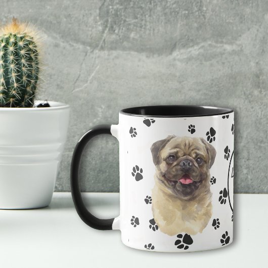 Mok van Fawn Pug Dog Pawprint
