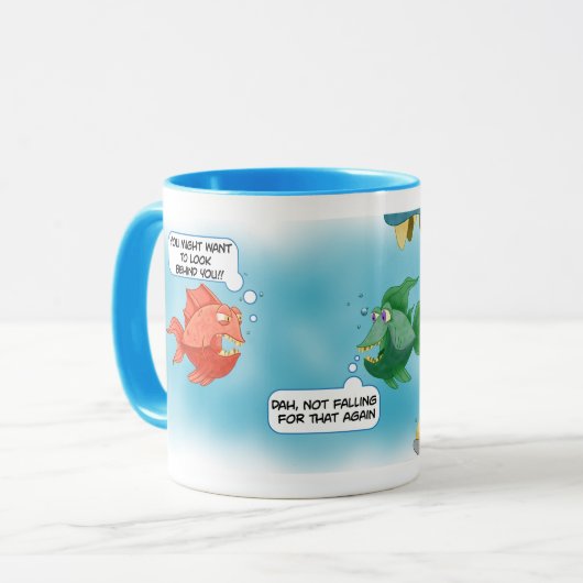 Mok van Fish Jokes Ringers (Voorkant links)