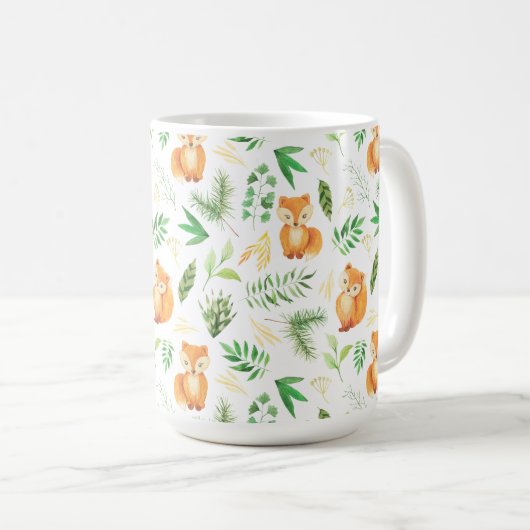 Mok van foxes en bladeren van Waterverf | (Voorkant rechts)