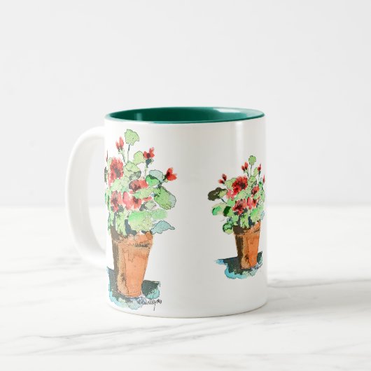 Mok van gebroken geranium (Voorkant links)